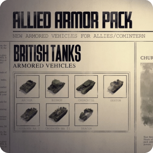 Hearts of Iron IV - Allied Armor Pack DLC (PC) Steam CD Key ROW